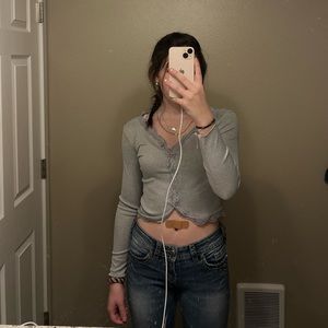 Gray cropped long sleeve